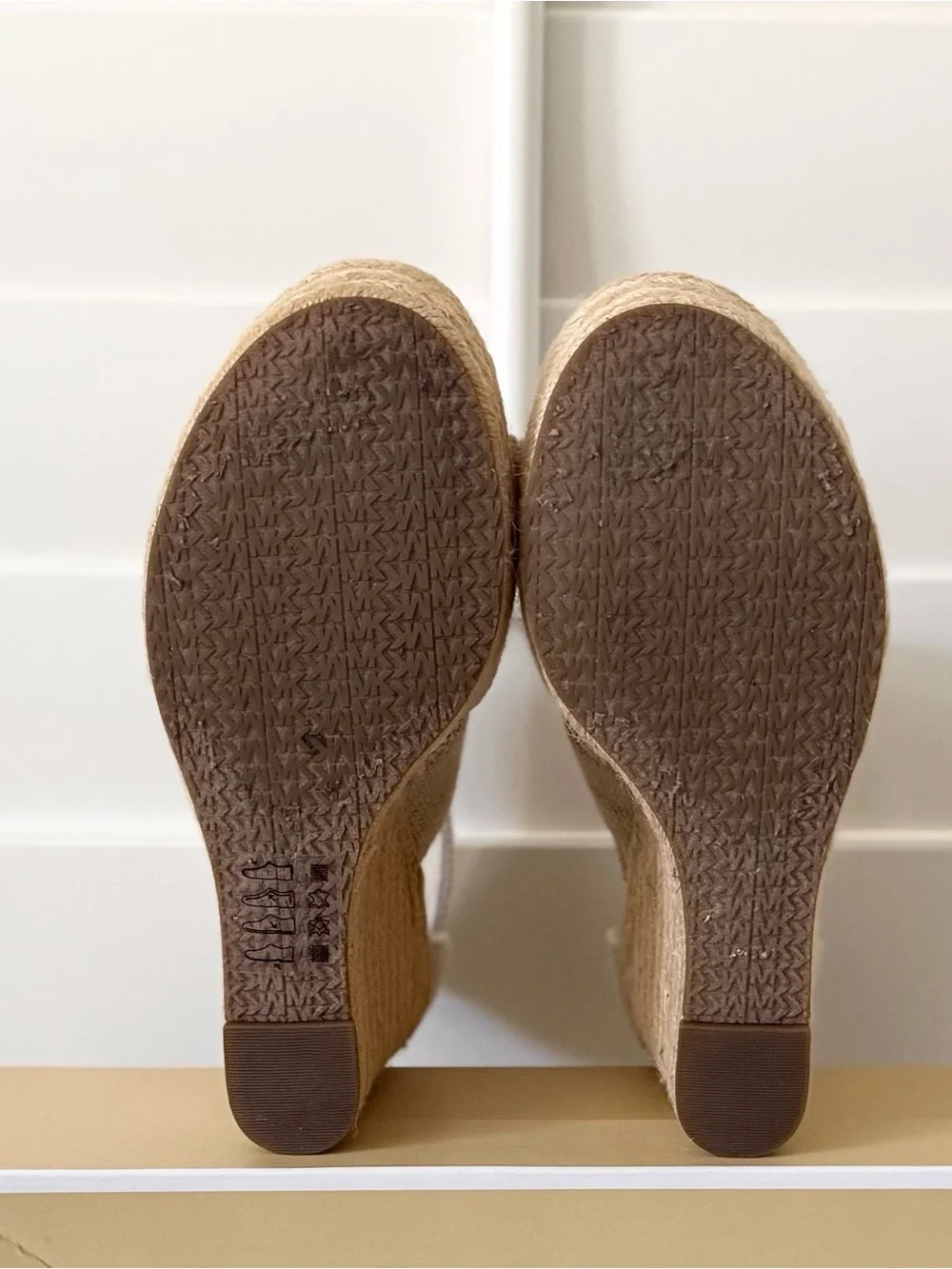 Michael Kors Beige Canvas Espadrille Wedge Sandals - Damita Wedge